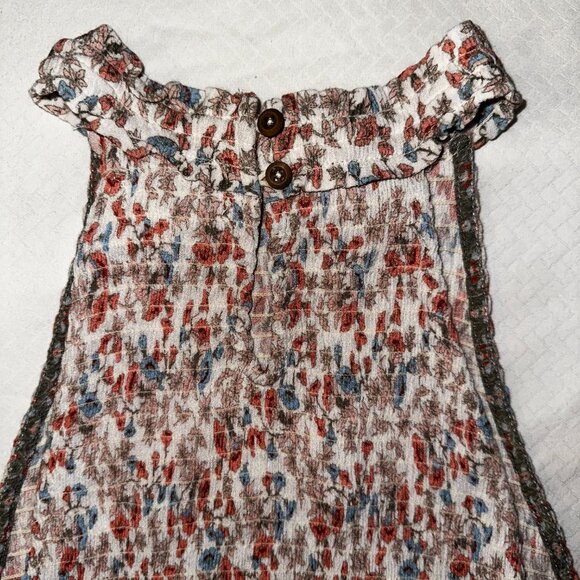 Taylor & Sage Small Boho Smocked Halter Dress Border Print Tiered Skirt - A157 - Picture 2 of 7